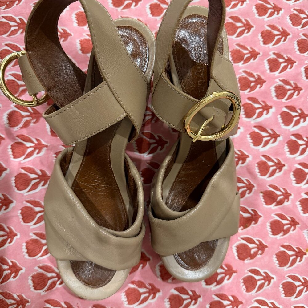 See By Chloe Platform Leather Sandals - US 9